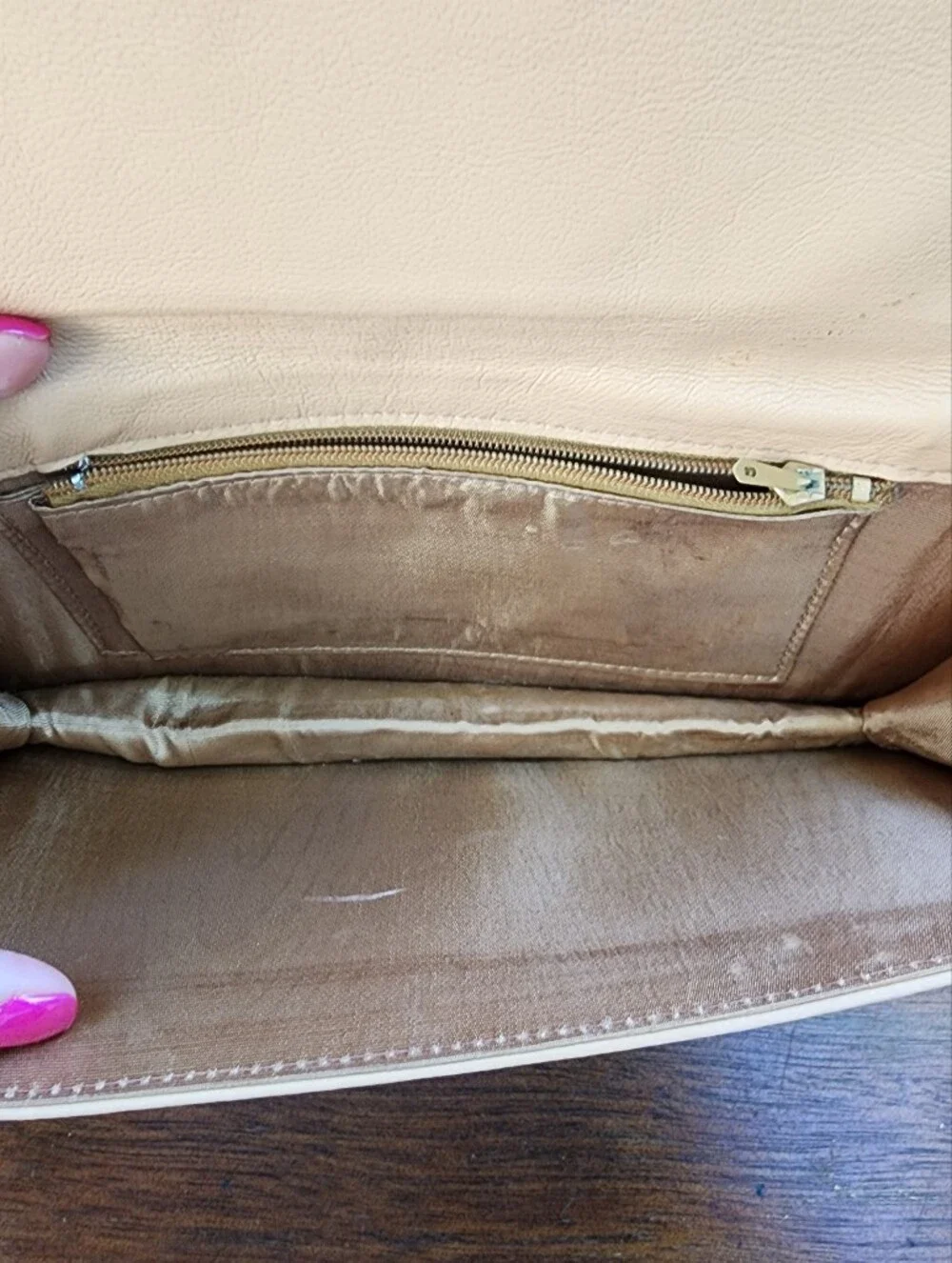 Vintage Tooled Gold Leather Envelope Clutch Bohemian Geometric Shamsa Medallion